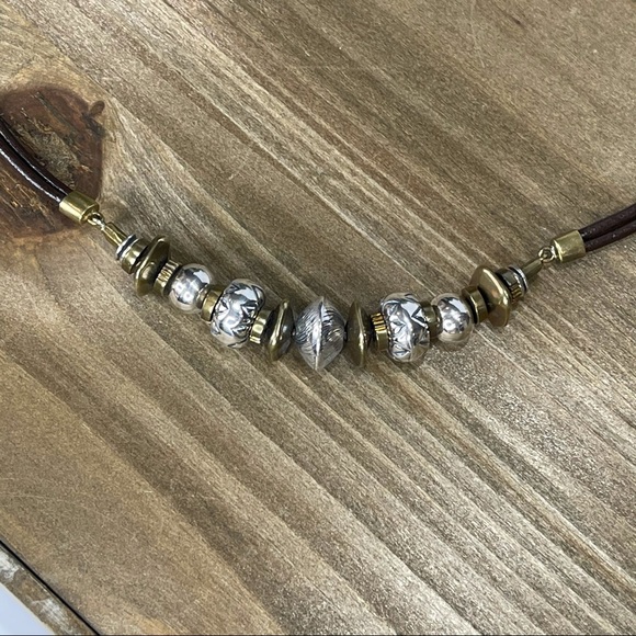 SILPADA Sterling Silver, Brass & Genuine Brown Leather Necklace N3232 - Picture 6 of 7